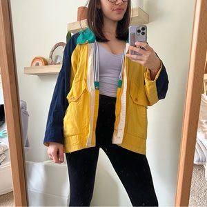 Vintage 90s yellow and navy windbreaker